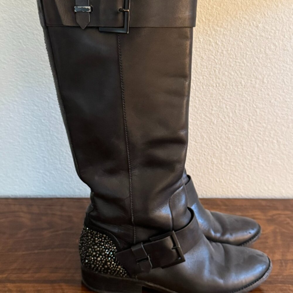 Brian Atwood Buckle Boots with Rhinestones